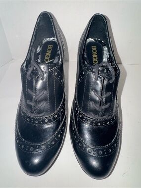 BONGO Y2K WOMEN'S SZ 8 PUMP HIGH HEEL LACE UP OXFORD BLACK SHOE BEAUTIFUL BROGUE